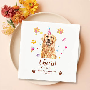 Golden Retriever Dog Personalised Cheers Napkin