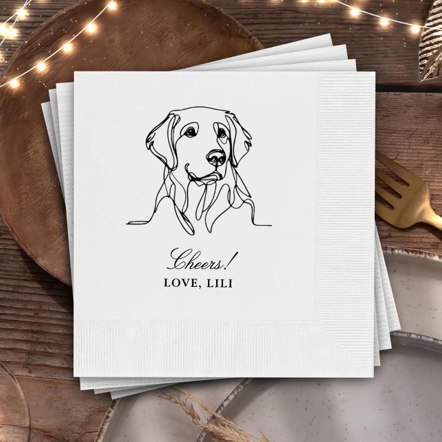 Golden Retriever Dog Personalised Cheers Napkin (Creator Uploaded)
