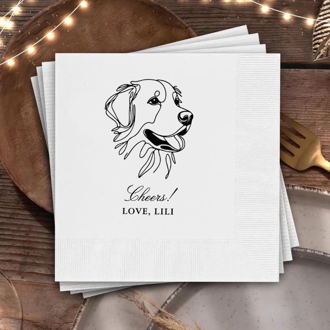 Golden Retriever Dog Personalised Cheers Napkin (Creator Uploaded)