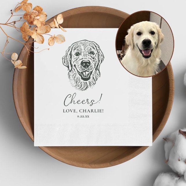 Golden Retriever Dog Personalised Cheers Napkin (Creator Uploaded)