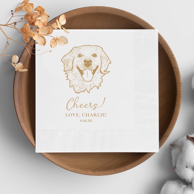 Golden Retriever Dog Personalised Cheers Napkin (Creator Uploaded)
