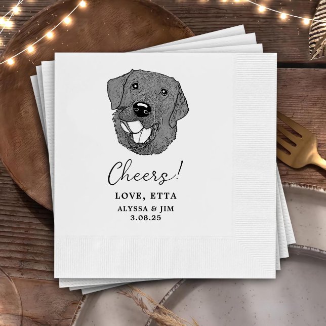 Golden Retriever Dog Personalised Cheers Napkins (Creator Uploaded)