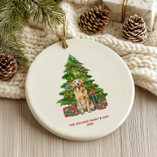 Golden Retriever Dog Personalised Christmas Ceramic Ornament