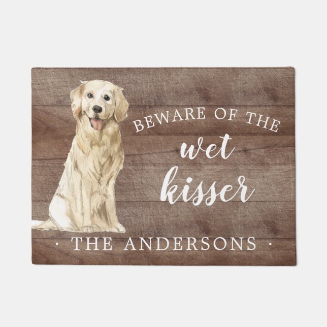 Golden Retriever Dog Personalised Door Mat (Front)