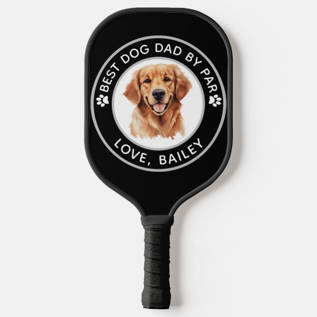 Golden Retriever Dog Personalised Drawing Pickleball Paddle (Back)