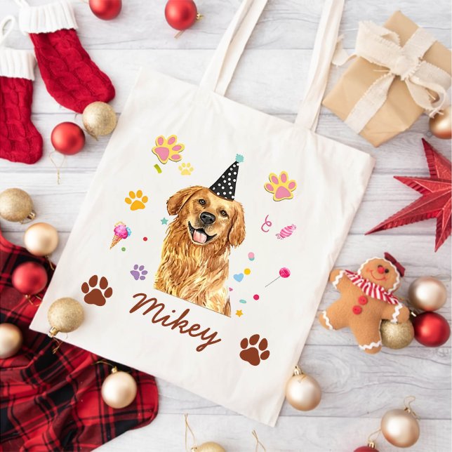 Golden Retriever Dog Personalised Drawing Tote Bag (Creator Uploaded)