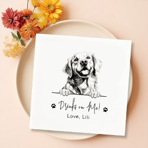 Golden Retriever Dog Personalised Drinks On Me Napkin