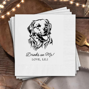 Golden Retriever Dog Personalised Drinks On Me Napkin