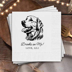 Golden Retriever Dog Personalised Drinks On Me Napkin
