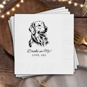 Golden Retriever Dog Personalised Drinks On Me Napkin