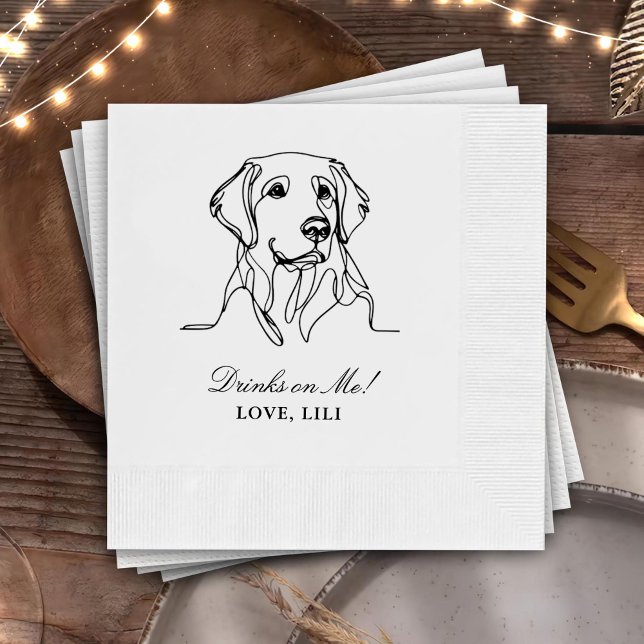 Golden Retriever Dog Personalised Drinks On Me Napkin (Creator Uploaded)