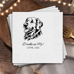 Golden Retriever Dog Personalised Drinks On Me Napkin