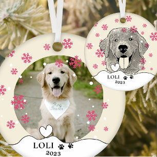 Golden Retriever Dog Personalised Hand Drawing Ceramic Ornament