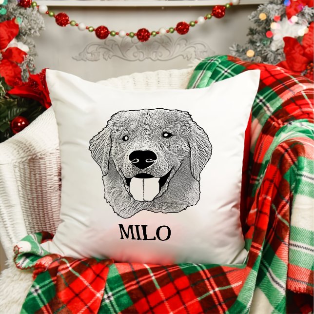 Golden Retriever Dog Personalised Hand Drawing Cushion (Creator Uploaded)