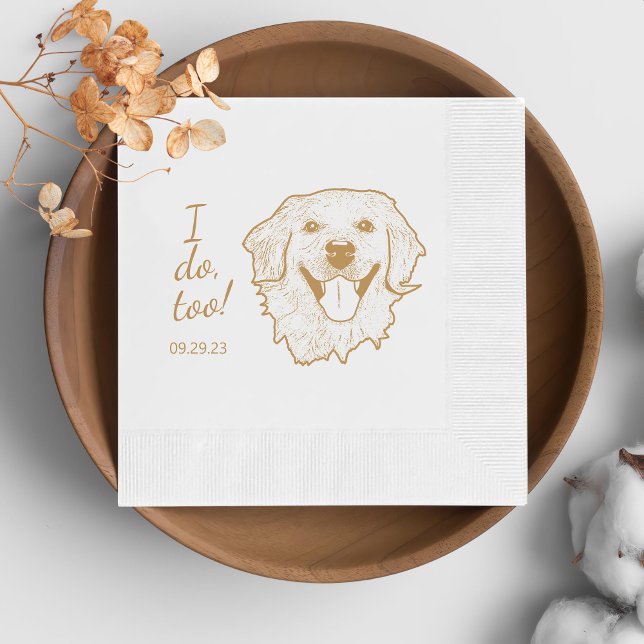 Golden Retriever Dog Personalised I Doo Too Napkin (Creator Uploaded)