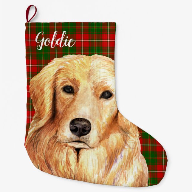 Golden Retriever Dog Personalised Large Christmas Stocking (Front)