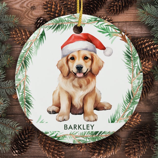 Golden Retriever Dog Personalised Pet Holiday Ceramic Tree Decoration (Creator Uploaded)