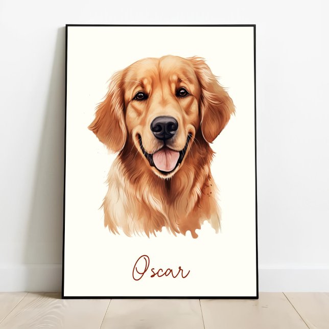 Golden Retriever Dog Personalised Pet Sketch Poster (Creator Uploaded)
