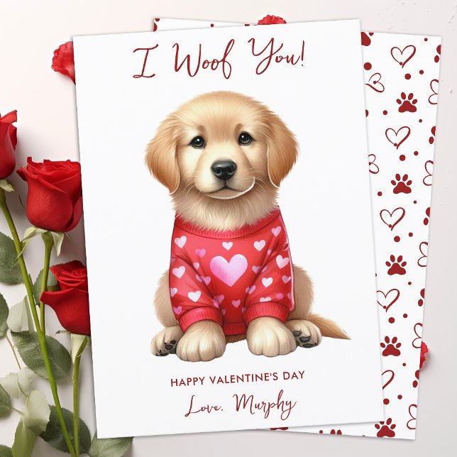 Golden Retriever Dog Personalised Valentines Day Holiday Card (Creator Uploaded)