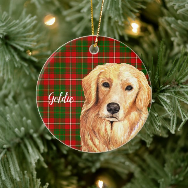 Golden Retriever Dog Personalized Ceramic Ornament (Tree)