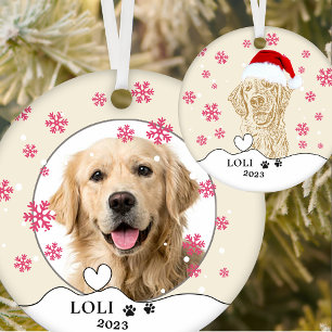 Golden Retriever Dog Personalized Hand Drawing Ceramic Ornament