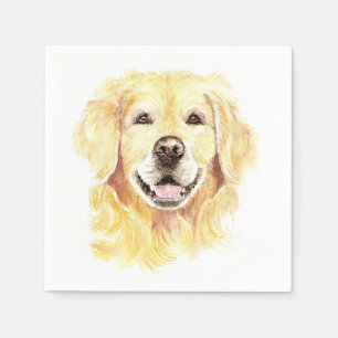 Golden Retriever Dog Pet Animal watercolor Napkin