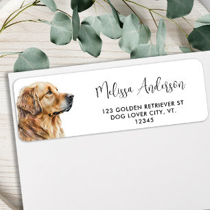 Golden Retriever Dog Pet Watercolor Return Address Label