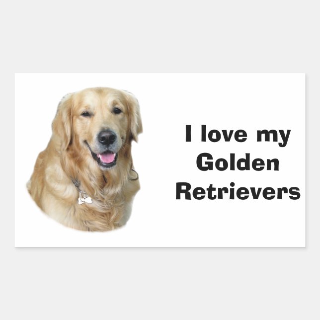 Golden Retriever dog photo portrait Rectangular Sticker (Front)