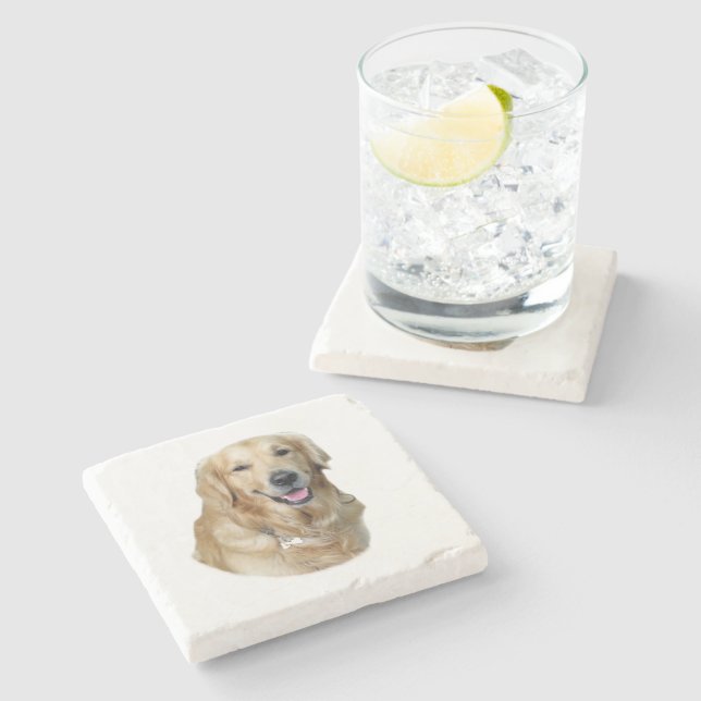 Golden Retriever dog photo portrait Stone Coaster (Side)
