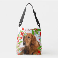 Golden Retriever Dog Photo with Floral Frame