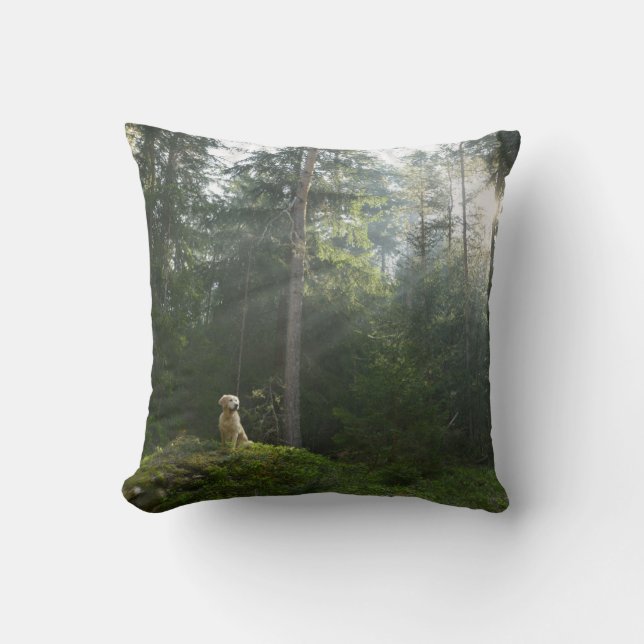 Golden Retriever Dog | Pine Woodland Cushion (Front)