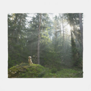 Golden Retriever Dog Pine Woodland Fleece Blanket