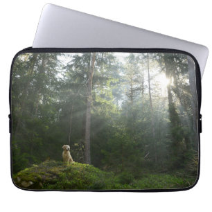 Golden Retriever Dog   Pine Woodland Laptop Sleeve
