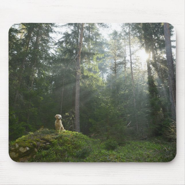 Golden Retriever Dog | Pine Woodland Mouse Pad (Front)