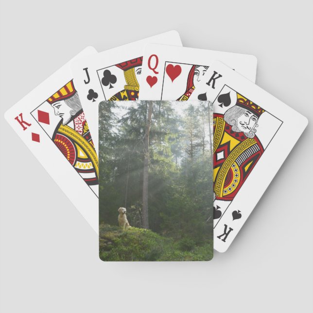 Golden Retriever Dog | Pine Woodland Playing Cards (Back)