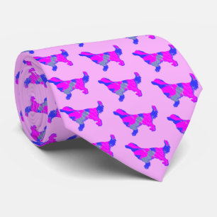 Golden Retriever Dog Pink Silhouette Pink Neck Tie
