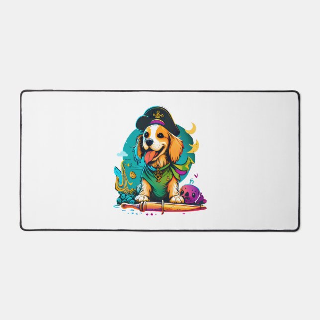Golden Retriever Dog Pirate   Desk Mat (Front)