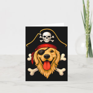 Golden Retriever Dog Pirate Jolly Roger Flag Card
