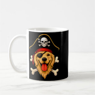 Golden Retriever Dog Pirate Jolly Roger Flag Coffee Mug