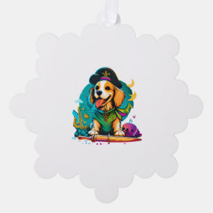 Golden Retriever Dog Pirate Tree Decoration Card