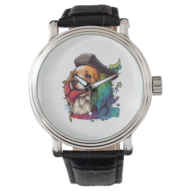 Golden Retriever Dog Pirate  Watch (Front)