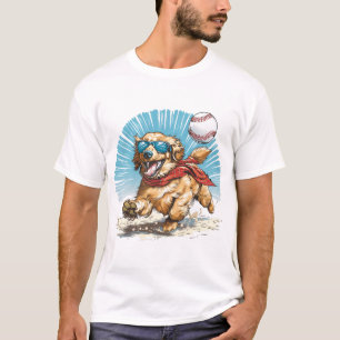 Golden Retriever Dog Playing Baseball T-Shirt