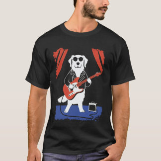 Golden Retriever Dog Playing Electric Guitar Long T-Shirt