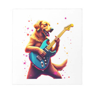 Golden Retriever dog Playing Electric Guitar Rock Notepad