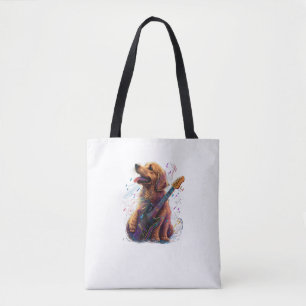 Golden Retriever dog Playing Electric Guitar Rock  Tote Bag