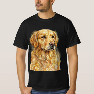 Golden Retriever Dog Portrait Graphic Black T-Shir T-Shirt