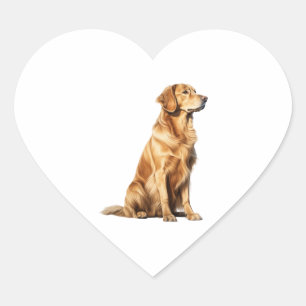 Golden Retriever Dog Portrait - Majestic Pet Illus Heart Sticker