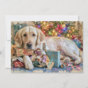 Golden Retriever Dog Presents Christmas Holiday Card