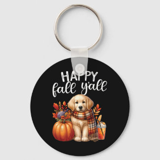 Golden Retriever Dog Pumpkin Spice Happy Fall Yall Key Ring