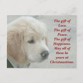 Golden Retriever dog puppy Christmas postcard